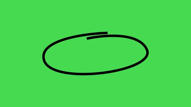 hand drawn oval circle animation. round border mark video footage. oval shape marker motion on green screen