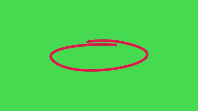 hand drawn oval circle animation. round border mark video footage. oval shape marker motion on green screen