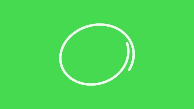 hand drawn oval circle animation. round border mark video footage. oval shape marker motion on green screen