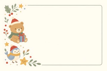 Fototapeta premium Cute Christmas Animal Border Frame