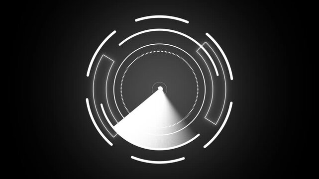 White radar screen sweeps an active beam over cyber lines. High tech target detection tracks on the white radar screen. Modern surveillance monitors this clean radar screen.