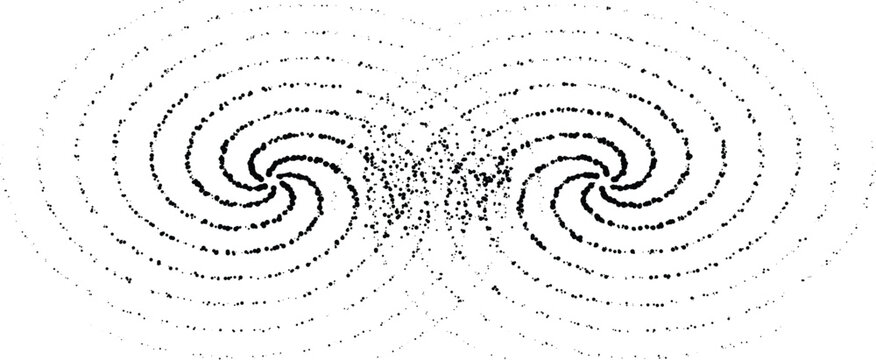 Abstract chaotic attractor pattern with twin spiral forms during scientific visualization for complex systems research