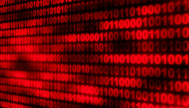 Red binary code perspective digital technology abstract background