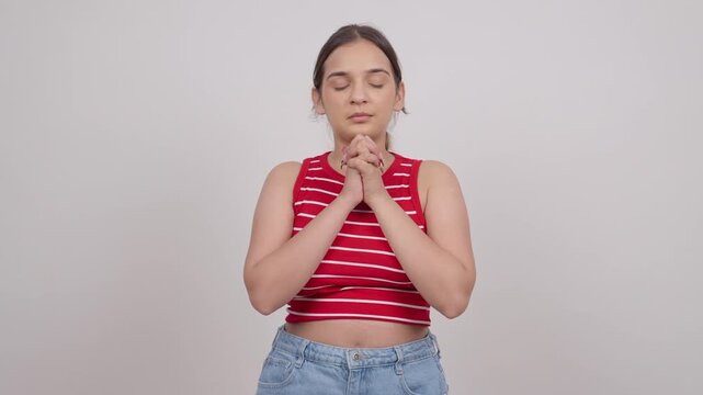 Indian Teenage Girl  Praying to God