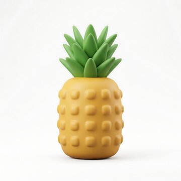 Cute 3D pineapple icon isolated on white background with tropical fruit 3D illustration summer fruit