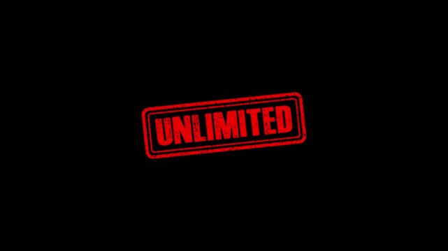 Unlimited rubber stamp animation. Unlimited Stamp textured bold text motion. Up to down stamp zooming and hit effect 4k video.