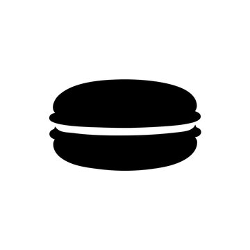 Macaron icon vector silhouette, black french cookie symbol, sweet dessert bakery logo, minimalist pastry graphic for cafe menus