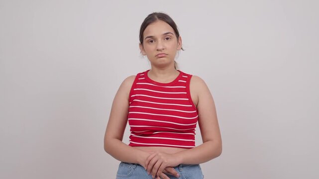 Indian Teenage Girl  Looking in Camera and Nodding