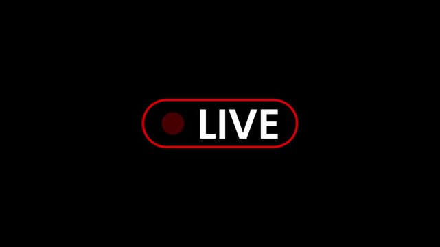 Live streaming broadcast indicator with blinking red recording dot for digital media and online creation 4k Motion video