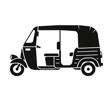 Black CNG Auto Rickshaw Vector Illustration Isolated on White Background