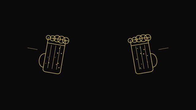 Minimalist Animated Beer Mugs Clinking Together