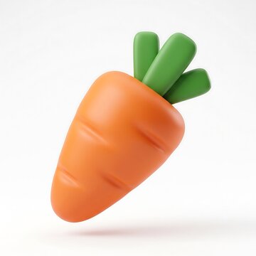 Fresh orange carrot with green top leaves isolated on white background root vegetable 3D render vegetable