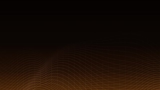 Abstract dark background with elegant golden wireframe waves resembling desert dunes. This seamless motion graphic loop is perfect for luxury and premium video designs.