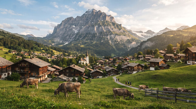 Grindelwald Village Beneath Eiger, Switzerland