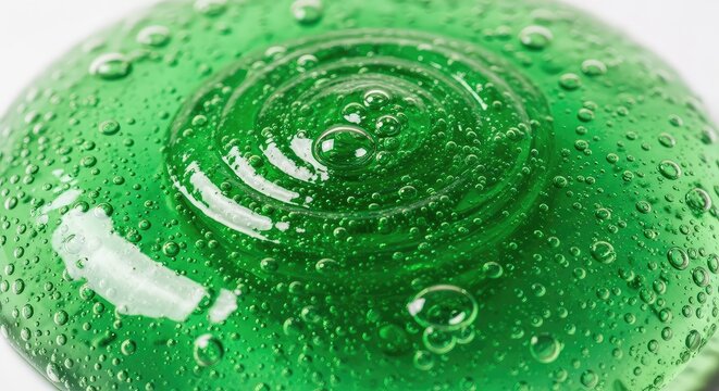 Extreme macro shot of vibrant green slime with thick gooey bubbles and a glistening surface, showing detailed liquid textures and depth, drip, green, slimey