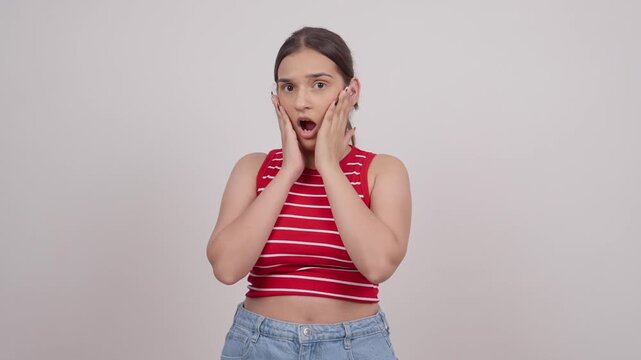 Shocked Indian Teenage Girl Covering Her Face