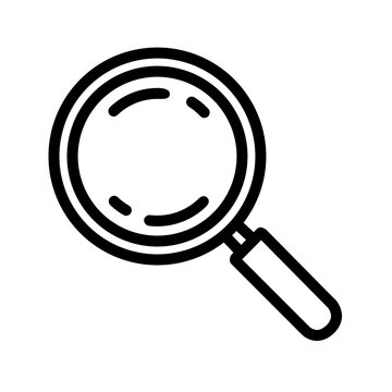 Magnifying glass search line icon for research and information concepts.