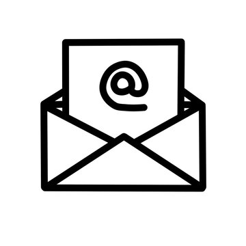 Email envelope with @ symbol line icon for digital communication.