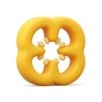 3D Yellow bell pepper slice with seeds isolated on white background vegetable slice capsicum ring raw vegetabl