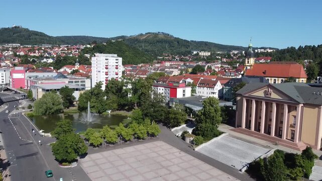 aerial view of the town suhl in Thuringia, Germany 4k