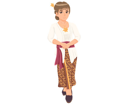Indonesian Woman in Traditional Kebaya Illustration