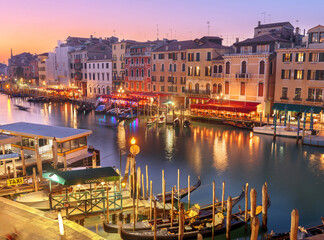 Venice, Italy overlooking boats and gondolas in the Grand Canal at dusk 304 © Richard Kovacs photo