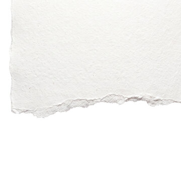 Textured white handmade paper edge with a naturally rough and uneven deckle isolated on transparent background.