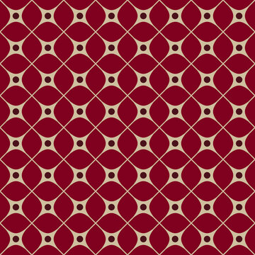 Geometric Seamless Pattern Vector, Red Burgundy White Lattice Tile Background, Bright Maroon Vintage Textile Wallpaper Print, Decorative Grid Surface Backdrop Wrapping Paper
