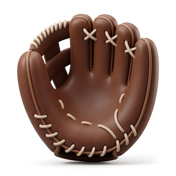 Brown leather baseball glove with white laces leather mitt baseball equipment sports equipment 3D render