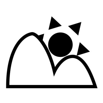 山の間から昇る・沈む太陽のアイコン