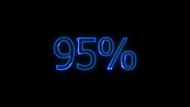 Glowing Neon number 95% icon illustration. Stock business product offer sells 95% discount number background.