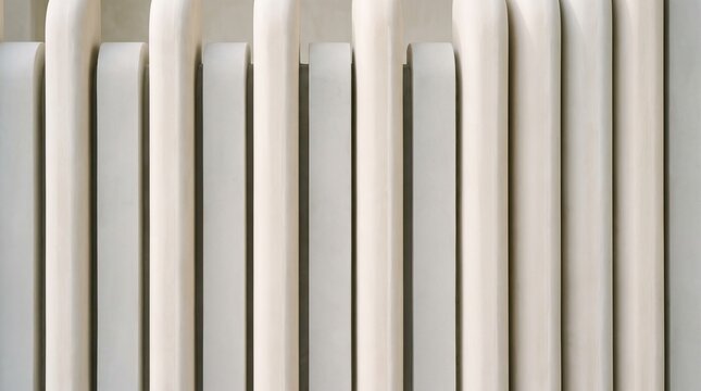 White metal radiator close up, vertical lines, abstract interior background, steel texture, warm home heating element, minimalist architectural design pattern