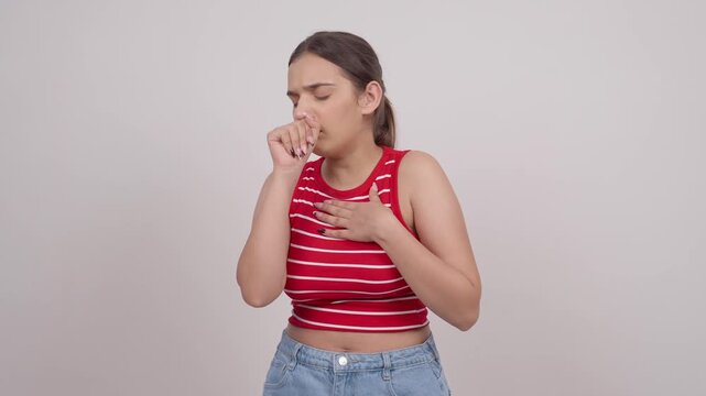 Indian Teenage Girl Coughing