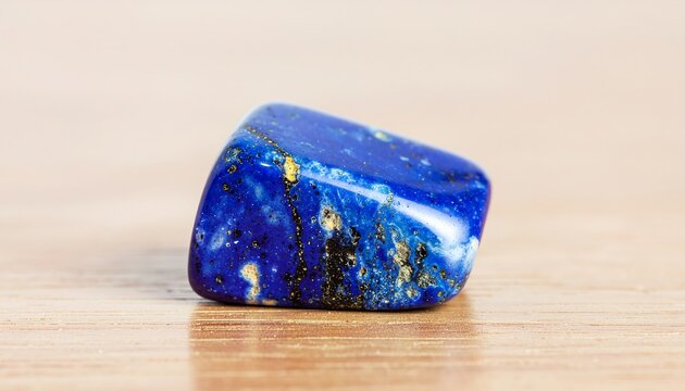 Raw lapis lazuli gemstone on wooden surface