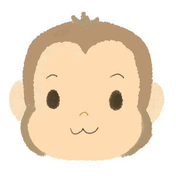 Cute hand-drawn monkey face icon