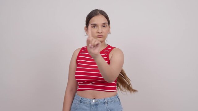 Indian Teenage Girl Doing No Gesture with Finger and Head
