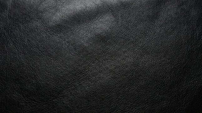 Close-up texture of black genuine leather, high quality material, abstract background