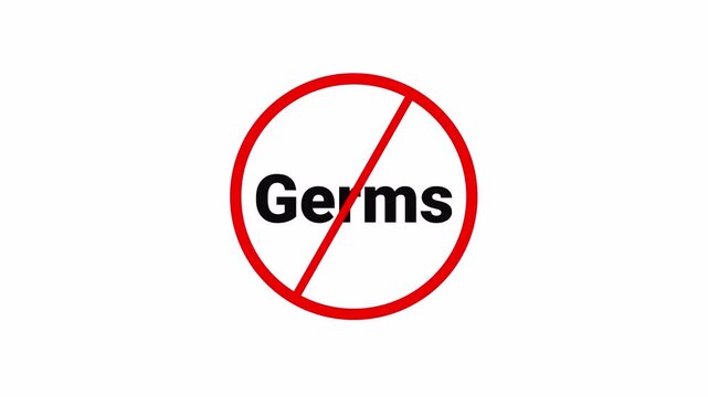 Red Germs Ban Symbol Sign Animation Isolated on Transparent Background, stop germs prohibited red circle animation, Warning, prohibited or ban icon animation. Germs Ban Symbol animation in 4k.