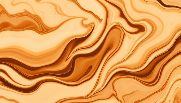 Abstract Molten Liquid Caramel Marble Swirl Pattern Background