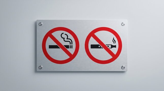 Metallic sign clearly indicates 'no smoking' and 'no vaping' restrictions. This essential signage promotes public health, safety, and modern regulatory compliance within various environments.