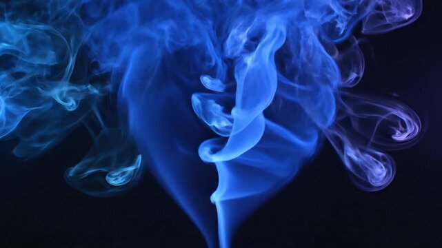 Blue Fluid Abstract Shape in Dark Studio