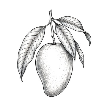 Realistic illustration of mango fruit with leaves on transparent background transparent background