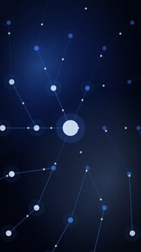 Distributed edge nodes with radiating links, blue tech vertical 9:16 seamless loop HD motion background