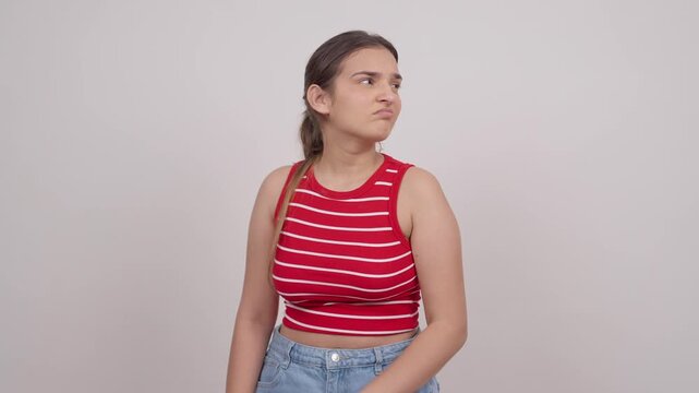Indian Teenage Girl Covering Her Nose from Foul Smell