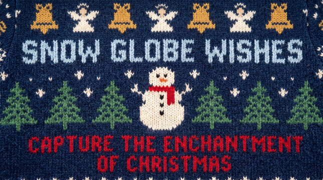 Ugly Christmas Sweater with Snowman and Trees Text Capturing Holiday Spirit