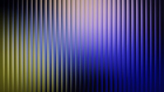 abstract blue and yellow vertical fluted lines motion background seamless loop with glowing gradient light