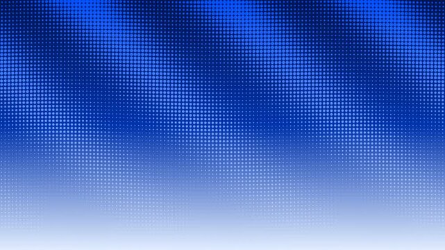 Blue halftone dots pattern sliding horizontally on gradient background.