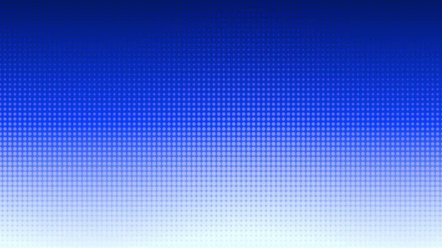 Blue halftone gradient pattern with animated pulsing dots on digital screen motion background.