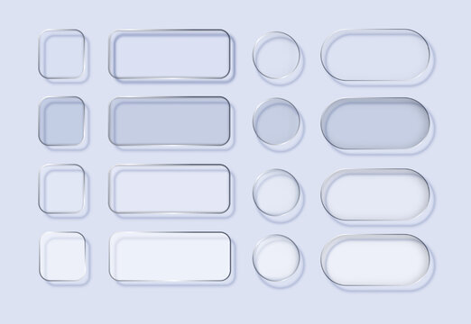 Liquid glass in different shapes. UI interface element with blur effect. Modern web design. Vector illustration