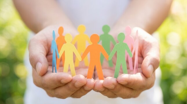 A business concept of diversity and inclusion held in human hands.